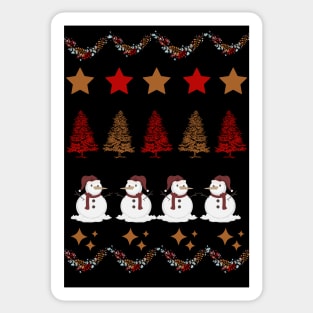 Christmas Trees and Snowman - Novelty Sticker